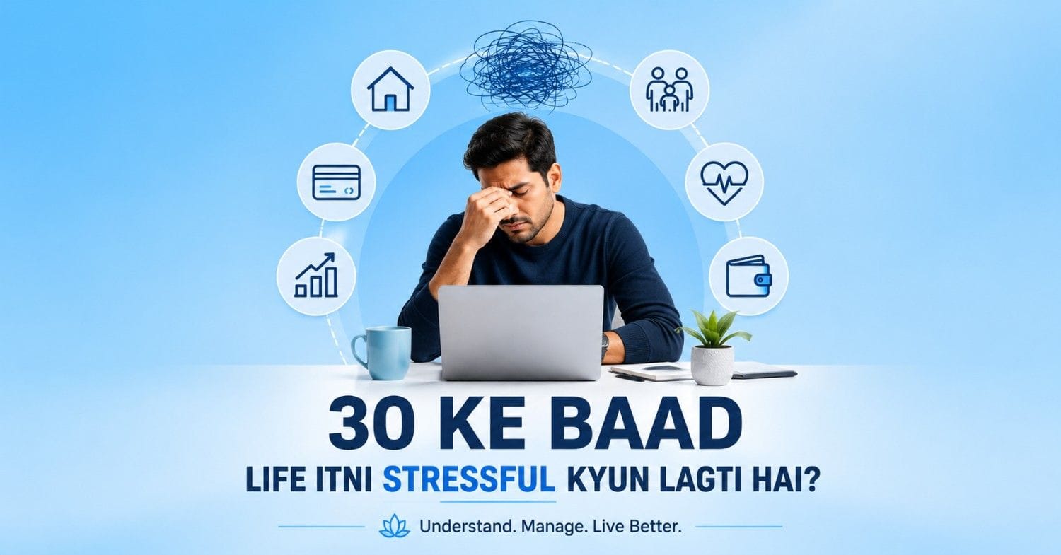 30s adulthood stress and mental pressure illustration