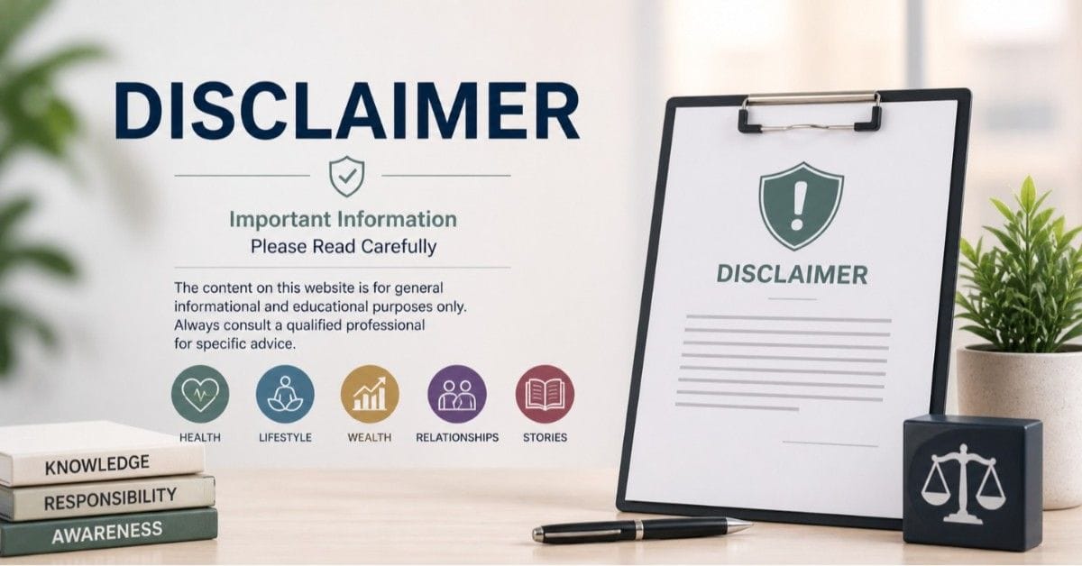 shivarth Life disclaimer page showing general information and liability notice concept