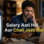 Confused Indian professional checking salary on phone - salary save kaise kare tips