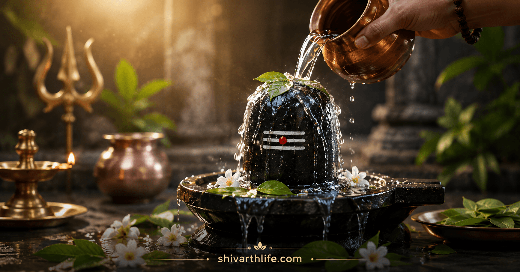 Shivling par jal chadhate hue bhakt, Mahadev upasana aur jal abhishek ki parampara